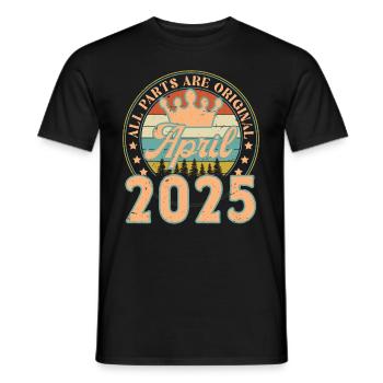 April 2025. Geburtstagsgeschenk April 2025 April - Männer T-Shirt - Schwarz - Vorne - AI Model Male 178 light (178cm)