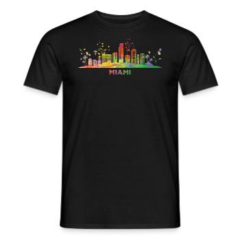 Miamian Skyline Miami - T-shirt homme - noir - Devant - AI Model Male 178 light (178cm)