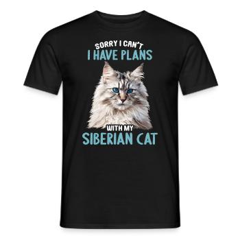 Siberian Cat Sibirische Katze - Men's T-Shirt - black - Front - AI Model Male 178 light (178cm)