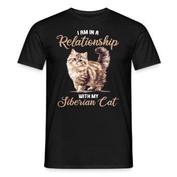 Chat Sibérien Sibirische Katze - T-shirt homme - noir - Devant - AI Model Male 178 light (178cm)