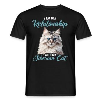 Chat Sibérien Sibirische Katze - T-shirt homme - noir - Devant - AI Model Male 178 light (178cm)