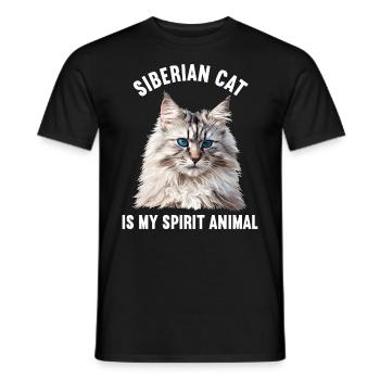 Siberian Cat Sibirische Katze - Männer T-Shirt - Schwarz - Vorne - AI Model Male 178 light (178cm)