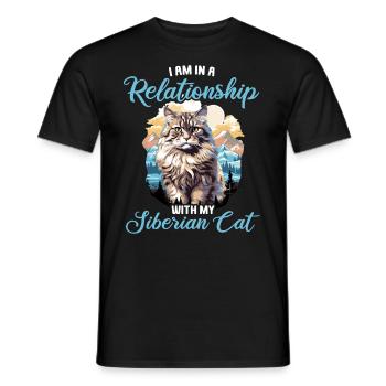 Siberian Cat Sibirische Katze - Männer T-Shirt - Schwarz - Vorne - AI Model Male 178 light (178cm)