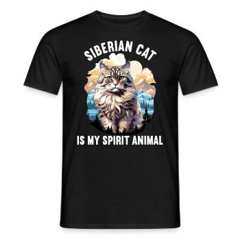 Siberian Cat Sibirische Katze - Männer T-Shirt - Schwarz - Vorne - AI Model Male 178 light (178cm)