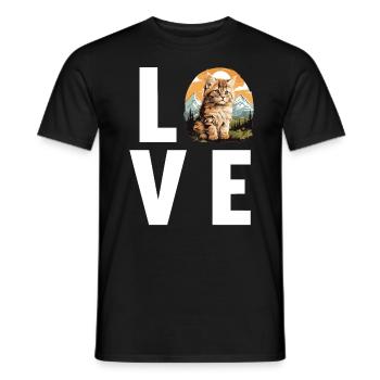 Siberian Cat Sibirische Katze - Men's T-Shirt - black - Front - AI Model Male 178 light (178cm)