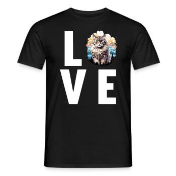 Siberian Cat Sibirische Katze - Männer T-Shirt - Schwarz - Vorne - AI Model Male 178 light (178cm)