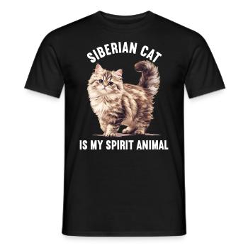 Chat Sibérien Sibirische Katze - T-shirt homme - noir - Devant - AI Model Male 178 light (178cm)
