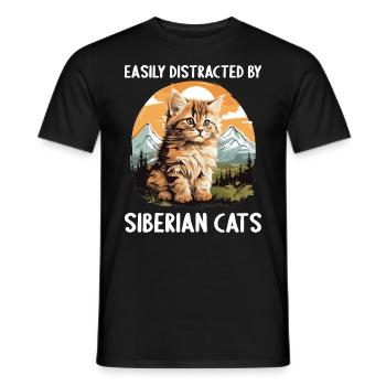 Chat Sibérien Sibirische Katze - T-shirt homme - noir - Devant - AI Model Male 178 light (178cm)
