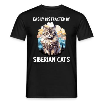 Chat Sibérien Sibirische Katze - T-shirt homme - noir - Devant - AI Model Male 178 light (178cm)