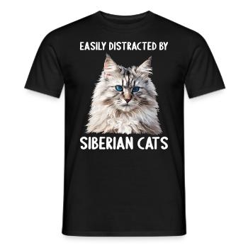 Chat Sibérien Sibirische Katze - T-shirt homme - noir - Devant - AI Model Male 178 light (178cm)