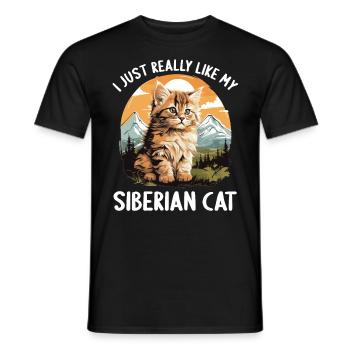 Chat Sibérien Sibirische Katze - T-shirt homme - noir - Devant - AI Model Male 178 light (178cm)