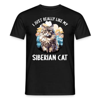 Siberian Cat Sibirische Katze - Männer T-Shirt - Schwarz - Vorne - AI Model Male 178 light (178cm)