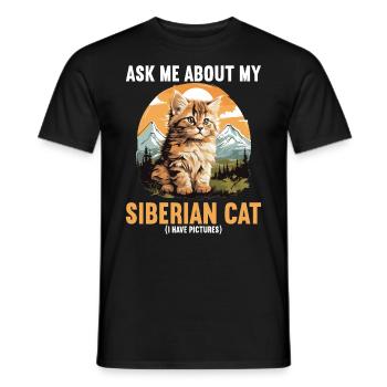 Siberian Cat Sibirische Katze - Männer T-Shirt - Schwarz - Vorne - AI Model Male 178 light (178cm)