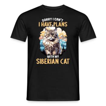 Siberian Cat Sibirische Katze - Männer T-Shirt - Schwarz - Vorne - AI Model Male 178 light (178cm)