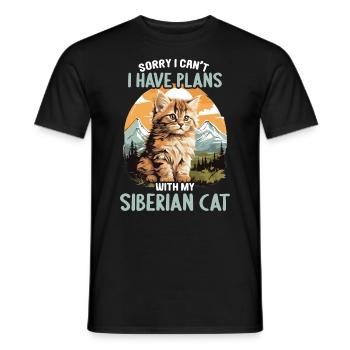 Chat Sibérien Sibirische Katze - T-shirt homme - noir - Devant - AI Model Male 178 light (178cm)
