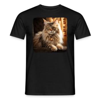 Siberian Cat Sibirische Katze - Men's T-Shirt - black - Front - AI Model Male 178 light (178cm)