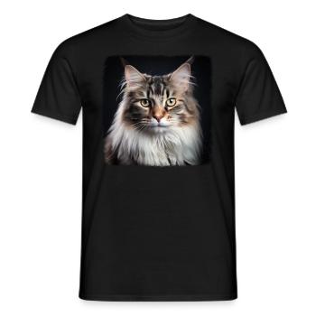 Siberian Cat Sibirische Katze - Männer T-Shirt - Schwarz - Vorne - AI Model Male 178 light (178cm)