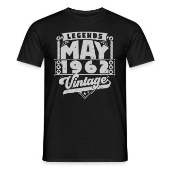 Jahrgangsgeschenk Jubiläum Mai 1962, Mai 1962 - Männer T-Shirt - Schwarz - Vorne - AI Model Male 178 light (178cm)