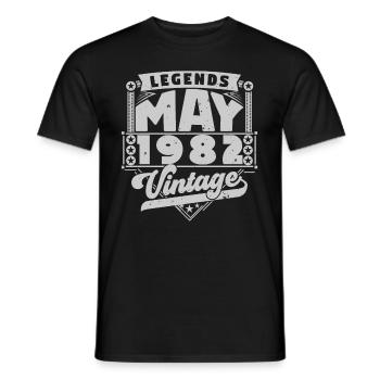 Jahrgangsgeschenk Jubiläum Mai 1982, Mai 1982 - Männer T-Shirt - Schwarz - Vorne - AI Model Male 178 light (178cm)