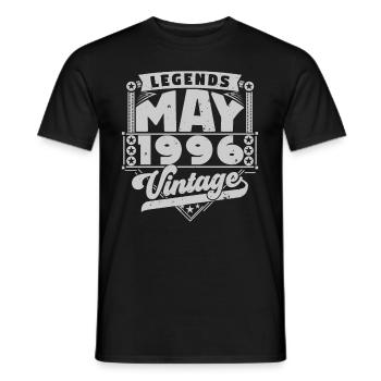 Vintage Gift Birthday May 1996, May 1996 - Men's T-Shirt - black - Front - AI Model Male 178 light (178cm)