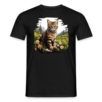 Tabby Kitten Tabby Cat - Men's T-Shirt - black - Front - AI Model Male 178 light (178cm)
