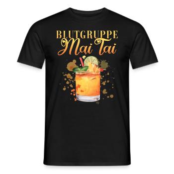 Groupe sanguin Mai Tai Enterrement de vie de jeune fille Barman - T-shirt homme - noir - Devant - AI Model Male 178 light (178cm)