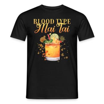 Groupe sanguin Mai Tai Enterrement de vie de jeune fille Barman - T-shirt homme - noir - Devant - AI Model Male 178 light (178cm)