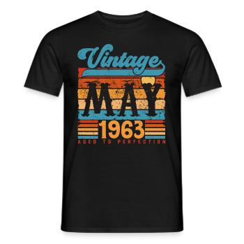 Mai 1963, Mai 1963 Vintage Jubiläumsgeschenk. - Männer T-Shirt - Schwarz - Vorne - AI Model Male 178 light (178cm)
