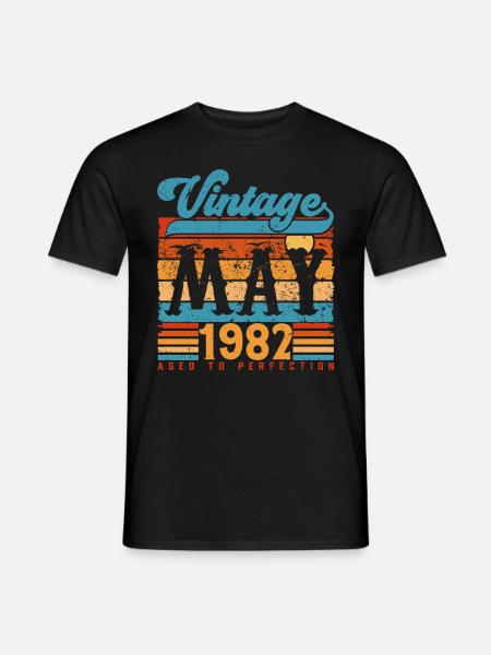 Mai 1982, Mai 1982 Vintage Jubiläumsgeschenk. - Männer T-Shirt - Schwarz