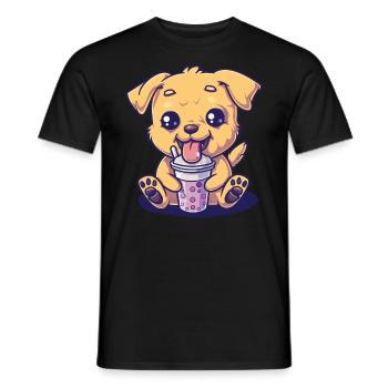 Hund der Bubble Tee trinkt Boba and Dogs Anime - Männer T-Shirt - Schwarz - Vorne - AI Model Male 178 light (178cm)