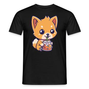 Hund der Bubble Tee trinkt Boba and Dogs Anime - Männer T-Shirt - Schwarz - Vorne - AI Model Male 178 light (178cm)