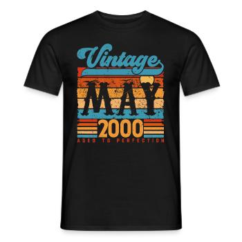 May 2000, Vintage Birthday Gift May 2000. - Men's T-Shirt - black - Front - AI Model Male 178 light (178cm)