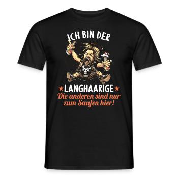 the long-haired man marries bachelor party bachelor party - Men's T-Shirt - black - Front - AI Model Male 178 light (178cm)