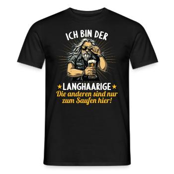 the long-haired man marries bachelor party bachelor party - Men's T-Shirt - black - Front - AI Model Male 178 light (178cm)