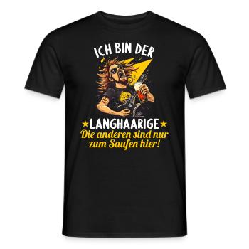 the long-haired man marries bachelor party bachelor party - Men's T-Shirt - black - Front - AI Model Male 178 light (178cm)
