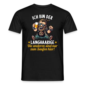 der Langhaarige heiratet JGA Junggesellenabschied - Männer T-Shirt - Schwarz - Vorne - AI Model Male 178 light (178cm)
