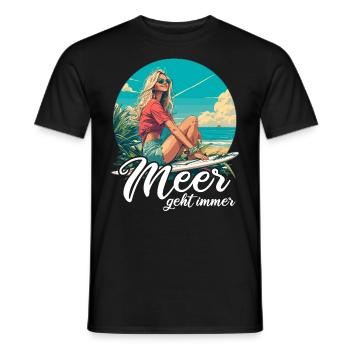The sea always goes on holiday trips - Men's T-Shirt - black - Front - AI Model Male 178 light (178cm)