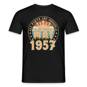 Mai 1957. Mai 1957 Geburtstagsgeschenk. Mai 1957 - Männer T-Shirt - Schwarz - Vorne - AI Model Male 178 light (178cm)