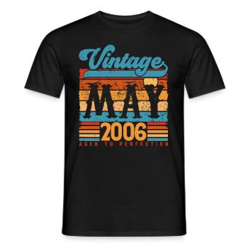May 2006, Vintage Birthday Gift May 2006. - Men's T-Shirt - black - Front - AI Model Male 178 light (178cm)