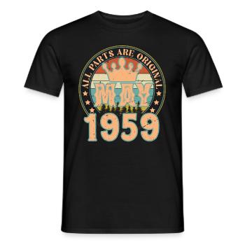 Mai 1959. Mai 1959 Geburtstagsgeschenk. Mai 1959 - Männer T-Shirt - Schwarz - Vorne - AI Model Male 178 light (178cm)