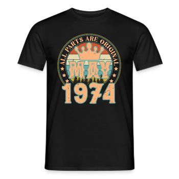 May 1974. May 1974 Birthday Gift. May 1974 - Men's T-Shirt - black - Front - AI Model Male 178 light (178cm)