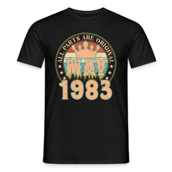 May 1983. May 1983 Birthday Gift. May 1983 - Men's T-Shirt - black - Front - AI Model Male 178 light (178cm)