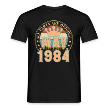 May 1984. May 1984 Birthday Gift. May 1984 - Men's T-Shirt - black - Front - AI Model Male 178 light (178cm)