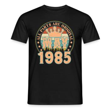 Mai 1985. Mai 1985 Geburtstagsgeschenk. Mai 1985 - Männer T-Shirt - Schwarz - Vorne - AI Model Male 178 light (178cm)