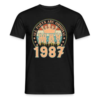 Mai 1987. Mai 1987 Geburtstagsgeschenk. Mai 1987 - Männer T-Shirt - Schwarz - Vorne - AI Model Male 178 light (178cm)