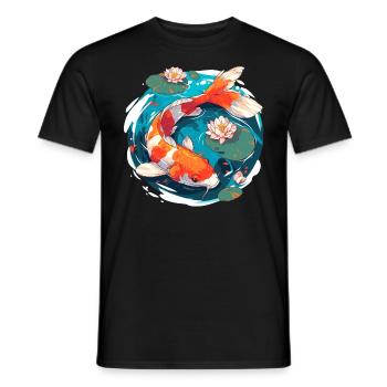 Vintage 80s Rétro Japonais Asiatique Koi Carpe - T-shirt homme - noir - Devant - AI Model Male 178 light (178cm)