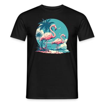 Flamingos Sunset Beach Ocean Flamingo - Men's T-Shirt - black - Front - AI Model Male 178 light (178cm)