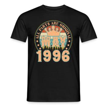May 1996. May 1996 Birthday Gift. May 1996 - Men's T-Shirt - black - Front - AI Model Male 178 light (178cm)