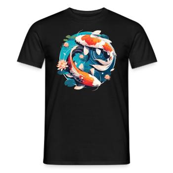 Vintage 80s Rétro Japonais Asiatique Koi Carpe - T-shirt homme - noir - Devant - AI Model Male 178 light (178cm)