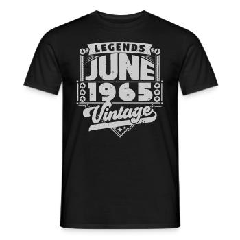 Cadeau Vintage Anniversaire Juin 1965, juin 1965. - T-shirt homme - noir - Devant - AI Model Male 178 light (178cm)